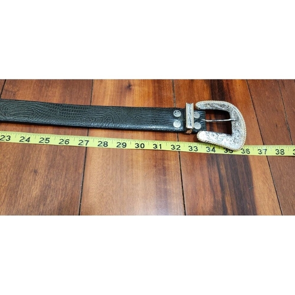AL BERES Vintage Montana Silversmith Leather Belt-Handmade-Silver and Gold Sz 28 - Picture 15 of 16